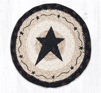 Primitive Black Star Round Large Braided Coaster 7"x7" Set of 4