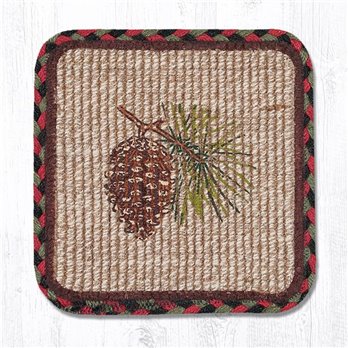 Pinecone Wicker Weave Braided Coaster 5"x5" Set of 4