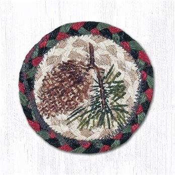 Pinecone Printed Braided Coaster 5"x5" Set of 4