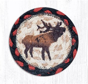 Winter Elk Printed Braided Coaster 5"x5" Set of 4