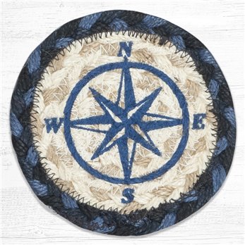 Compass Rose Printed Braided Coaster 5"x5" Set of 4