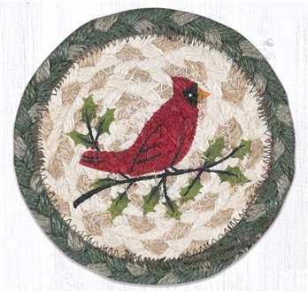 Holly Cardinal Printed Braided Coaster 5"x5" Set of 4