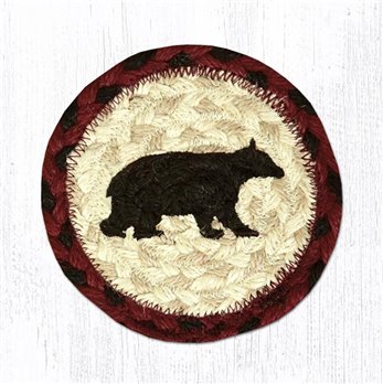 Cabin Bear Printed Braided Coaster 5"x5" Set of 4