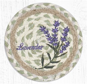 Lavender Round Large Braided Coaster 7"x7" Set of 4