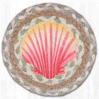 Scallop Round Large Braided Coaster 7"x7" Set of 4