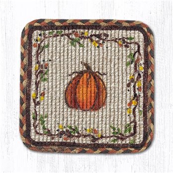 Harvest Pumpkin Wicker Weave Braided Coaster 5"x5" Set of 4