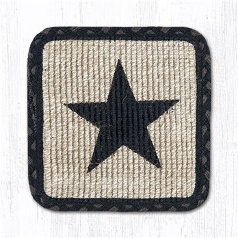 Black Star Wicker Weave Braided Coaster 5"x5" Set of 4