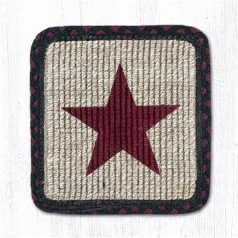 Burgundy Star Wicker Weave Braided Coaster 5"x5" Set of 4