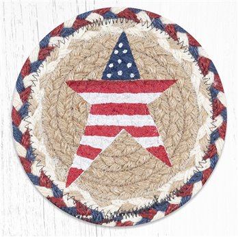Primitive American Star Round Large Braided Coaster 7"x7" Set of 4