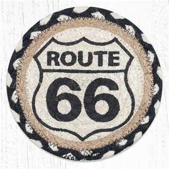 Route 66 Round Large Braided Coaster 7"x7" Set of 4