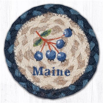 Blueberry Maine Printed Braided Coaster 5"x5" Set of 4