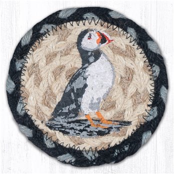 Puffin Printed Braided Coaster 5"x5" Set of 4