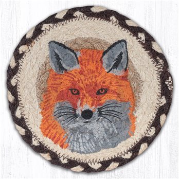 Fox Round Large Braided Coaster 7"x7" Set of 4