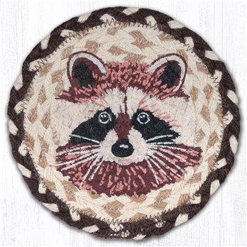 Raccoon Round Large Braided Coaster 7"x7" Set of 4