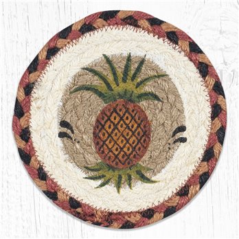 Pineapple Round Large Braided Coaster 7"x7" Set of 4