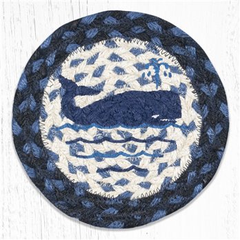 Whale Round Large Braided Coaster 7"x7" Set of 4