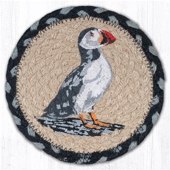 Puffin Round Large Braided Coaster 7"x7" Set of 4