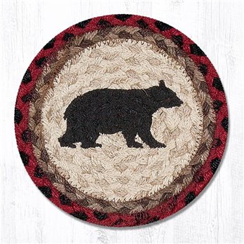 Cabin Bear Round Large Braided Coaster 7"x7" Set of 4