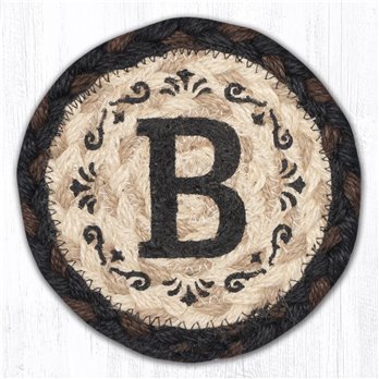 B Monogram Printed Braided Coaster 5"x5" Set of 4