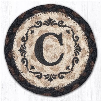 C Monogram Printed Braided Coaster 5"x5" Set of 4