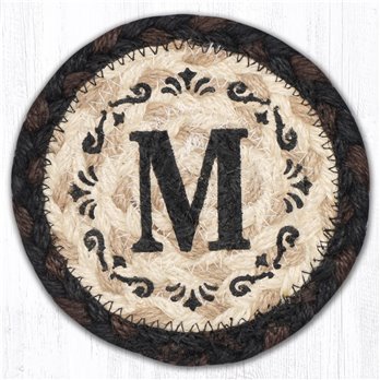 M Monogram Printed Braided Coaster 5"x5" Set of 4