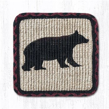 Cabin Bear Wicker Weave Braided Coaster 5"x5" Set of 4