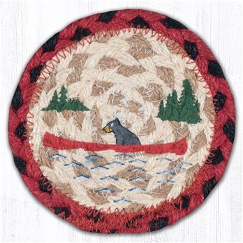 Bears in Canoe Printed Braided Coaster 5"x5" Set of 4