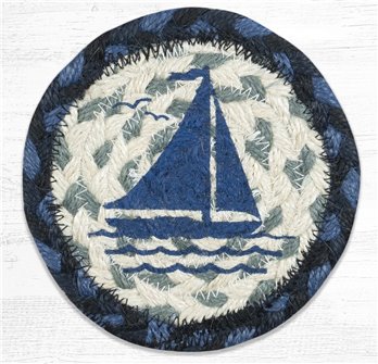 Sailboat Printed Braided Coaster 5"x5" Set of 4