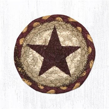 Burgundy Star Printed Braided Coaster 5"x5" Set of 4