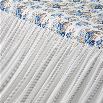 Annie Blue Floral Ruffled California King Coverlet 84x72+27