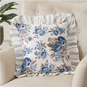 Annie Blue Floral Ruffled Pillow 18x18