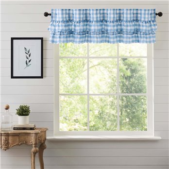 Annie Buffalo Blue Check Ruffled Valance 16x60