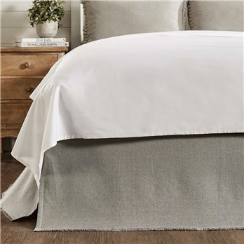Burlap Dove Grey Fringed King Bed Skirt 78x80x16