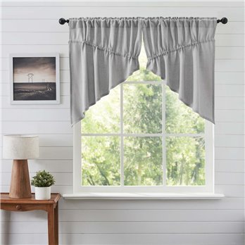 Burlap Dove Grey Prairie Swag Set of 2 36x36x18