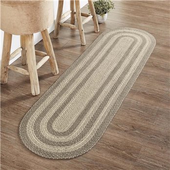 Cobblestone Jute Rug/Runner Oval w/ Pad 22x72