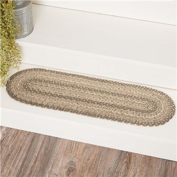 Cobblestone Jute Stair Tread Oval Latex 8.5x27