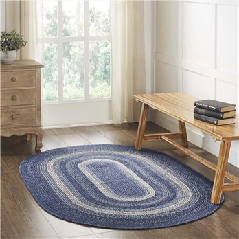 Great Falls Blue Jute Rug Oval w/ Pad 48x72