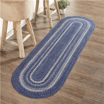 Great Falls Blue Jute Rug/Runner Oval w/ Pad 22x72