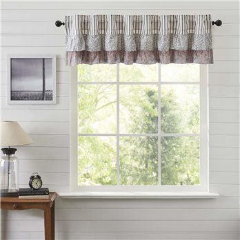 Kaila Ticking Blue Ruffled Valance 16x72