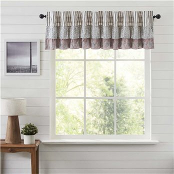 Kaila Ticking Blue Ruffled Valance 16x90