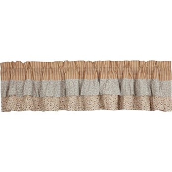 Kaila Ticking Gold Ruffled Valance 16x90