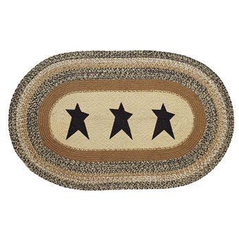 Kettle Grove Jute Rug Oval Stencil Star w/ Pad 36x60