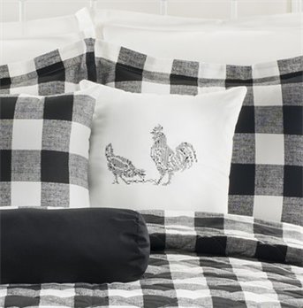 Cottage Classic Black Embroided Square Pillow