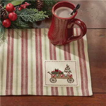 Merry Woven Striped Placemat  with Embroidered Patch