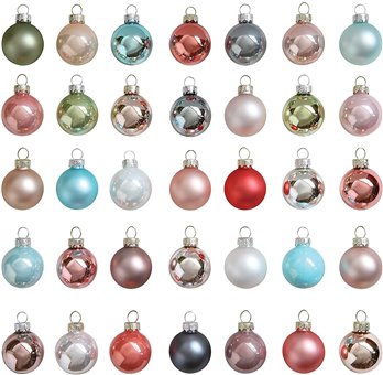 Pastel Multicolor 1" Glass Ornaments Set of 54 (boxed)