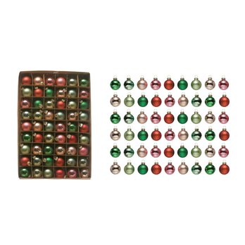 Assorted Holiday 1" Glass Ornaments Set of 54 (boxed)