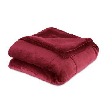 Vellux PlushLux Filled King Burgundy Blanket