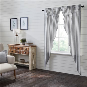 Sawyer Mill Black Ticking Stripe Prairie Long Panel Set of 2 84x36x18