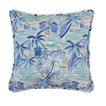 Tropical Paradise Blue Square Pillow - Main Print