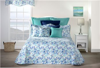 Tropical Paradise Blue Twin Bedspread